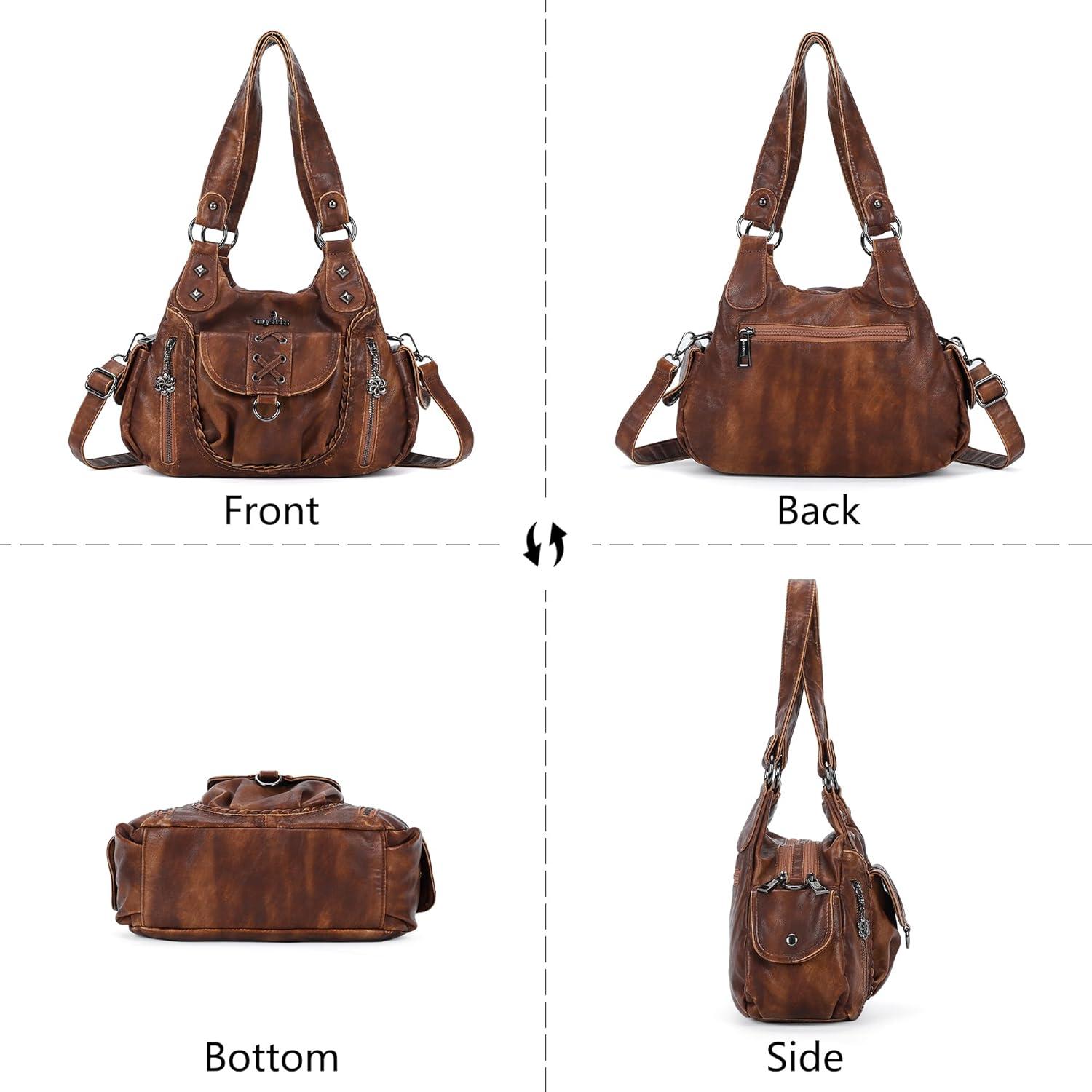 imageAngel Kiss Small Purses for Women Hobo Shoulder Bags Y2K Vegan Leather MultiPocket Handbags Designer Crossbody Tote BagBrown