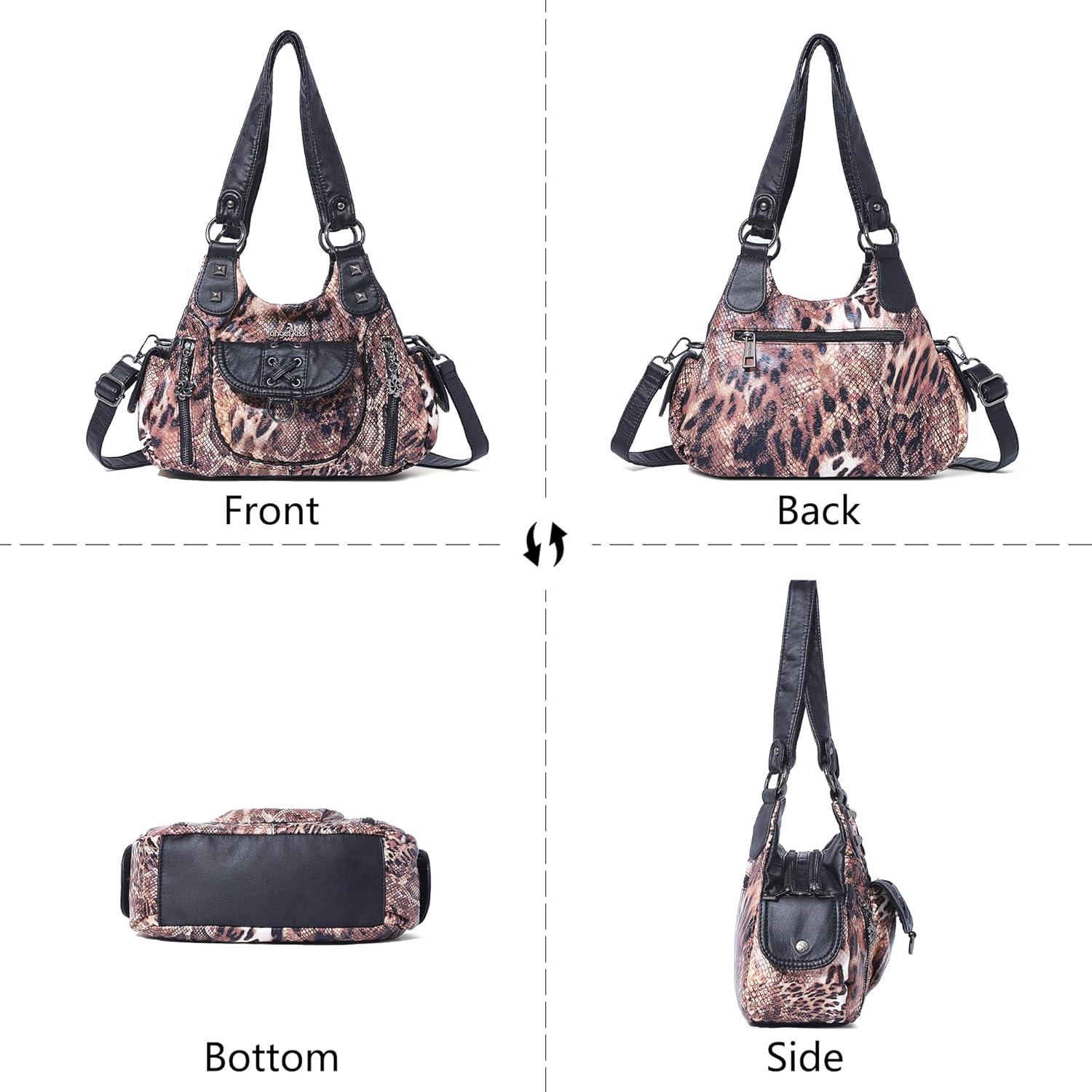 imageAngel Kiss Small Purses for Women Hobo Shoulder Bags Y2K Vegan Leather MultiPocket Handbags Designer Crossbody Tote BagBrownblackleopard