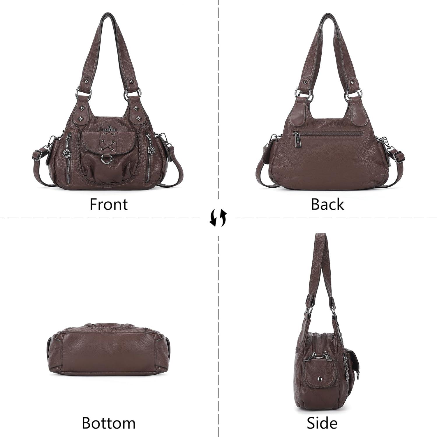imageAngel Kiss Small Purses for Women Hobo Shoulder Bags Y2K Vegan Leather MultiPocket Handbags Designer Crossbody Tote BagCoffee