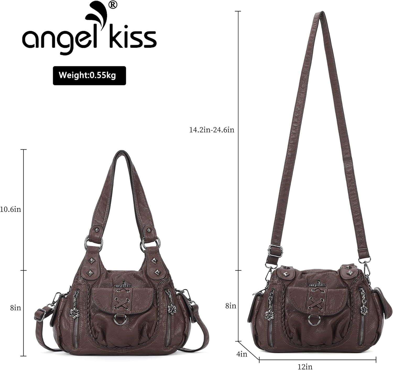 imageAngel Kiss Small Purses for Women Hobo Shoulder Bags Y2K Vegan Leather MultiPocket Handbags Designer Crossbody Tote BagCoffee