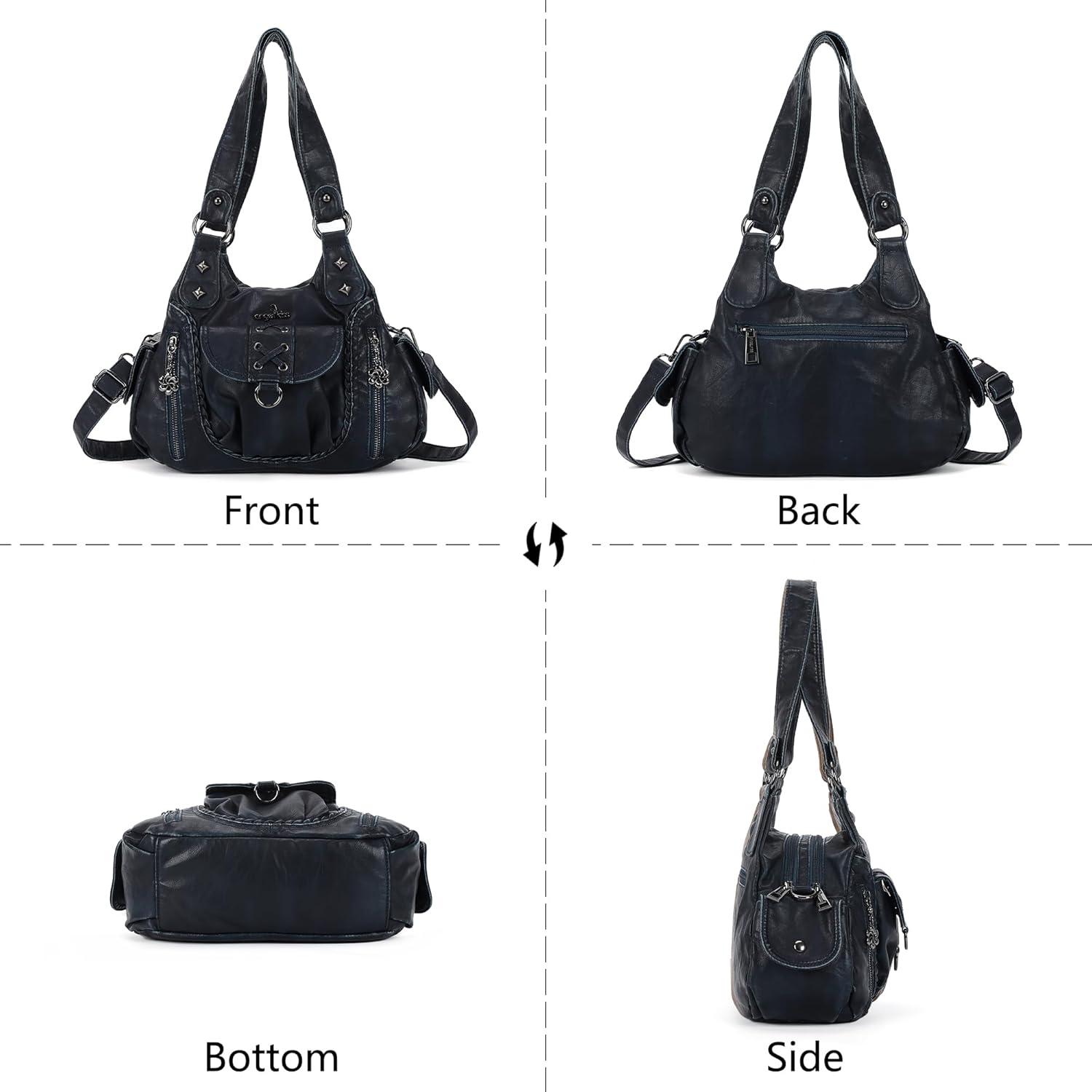 imageAngel Kiss Small Purses for Women Hobo Shoulder Bags Y2K Vegan Leather MultiPocket Handbags Designer Crossbody Tote BagDeep Blue