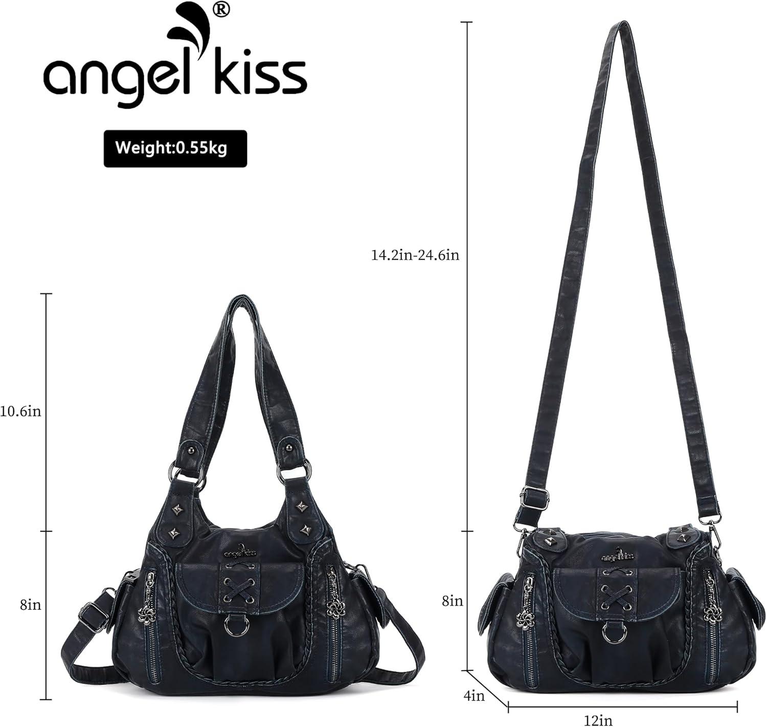 imageAngel Kiss Small Purses for Women Hobo Shoulder Bags Y2K Vegan Leather MultiPocket Handbags Designer Crossbody Tote BagDeep Blue