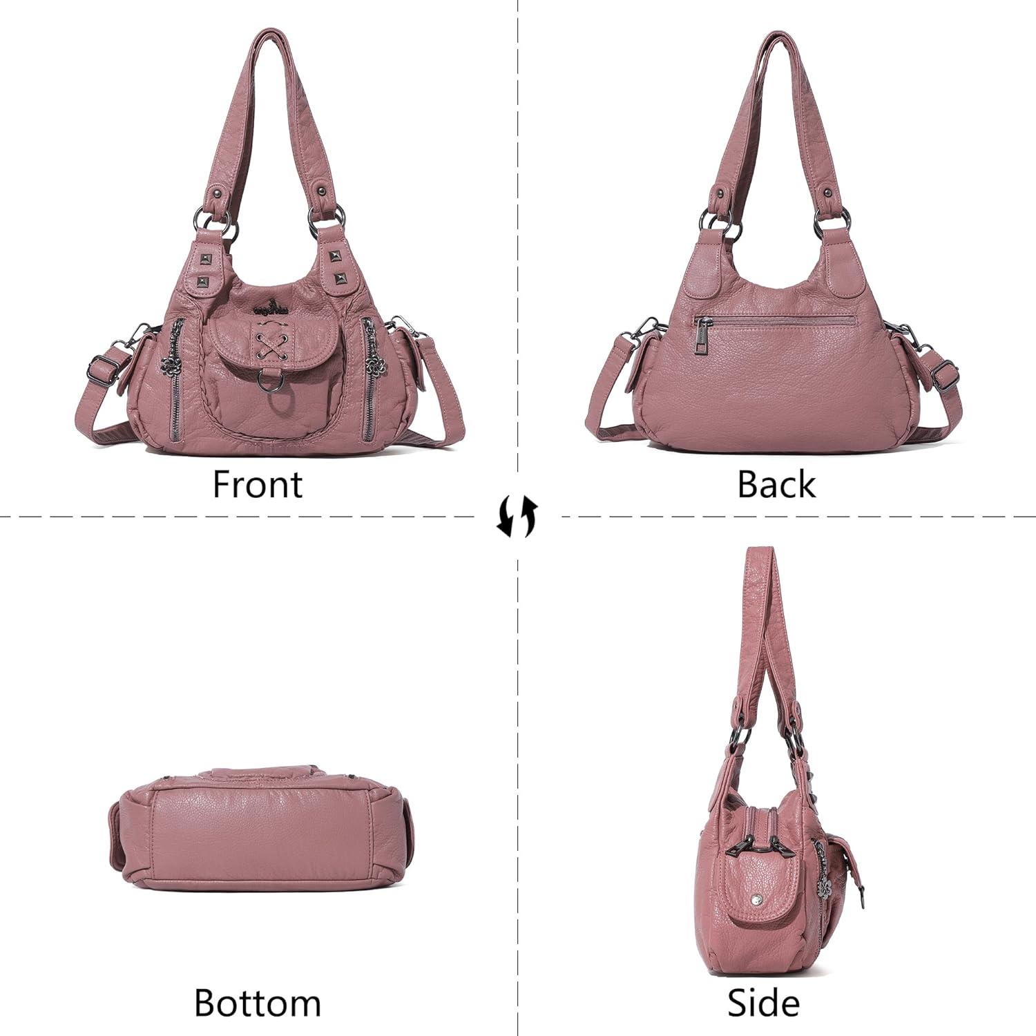imageAngel Kiss Small Purses for Women Hobo Shoulder Bags Y2K Vegan Leather MultiPocket Handbags Designer Crossbody Tote BagPink
