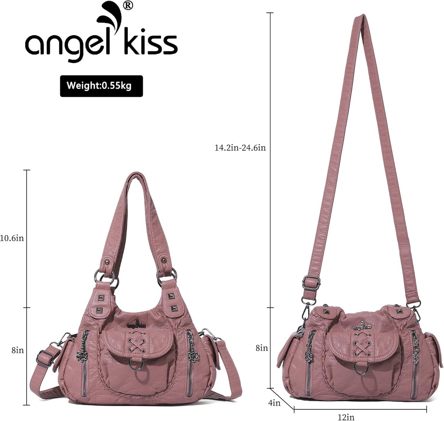 imageAngel Kiss Small Purses for Women Hobo Shoulder Bags Y2K Vegan Leather MultiPocket Handbags Designer Crossbody Tote BagPink
