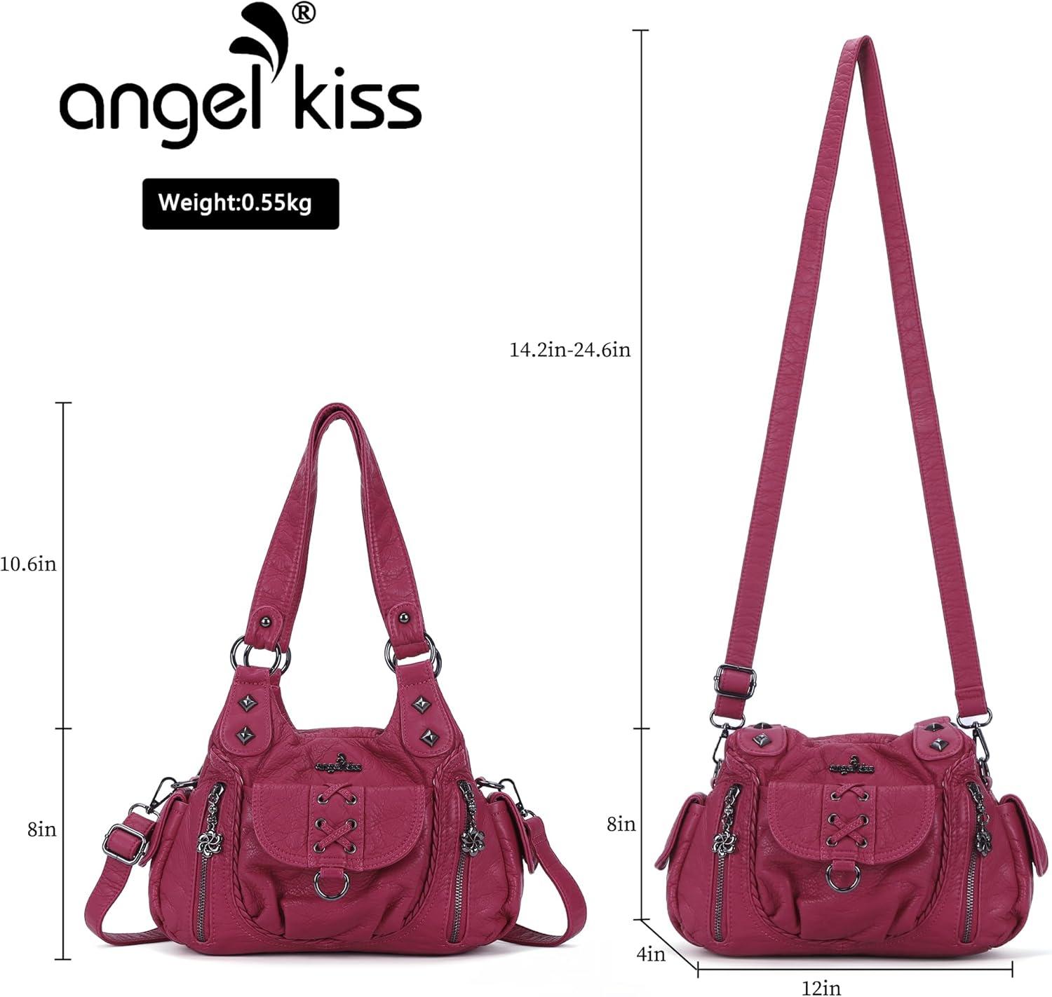 imageAngel Kiss Small Purses for Women Hobo Shoulder Bags Y2K Vegan Leather MultiPocket Handbags Designer Crossbody Tote BagRose