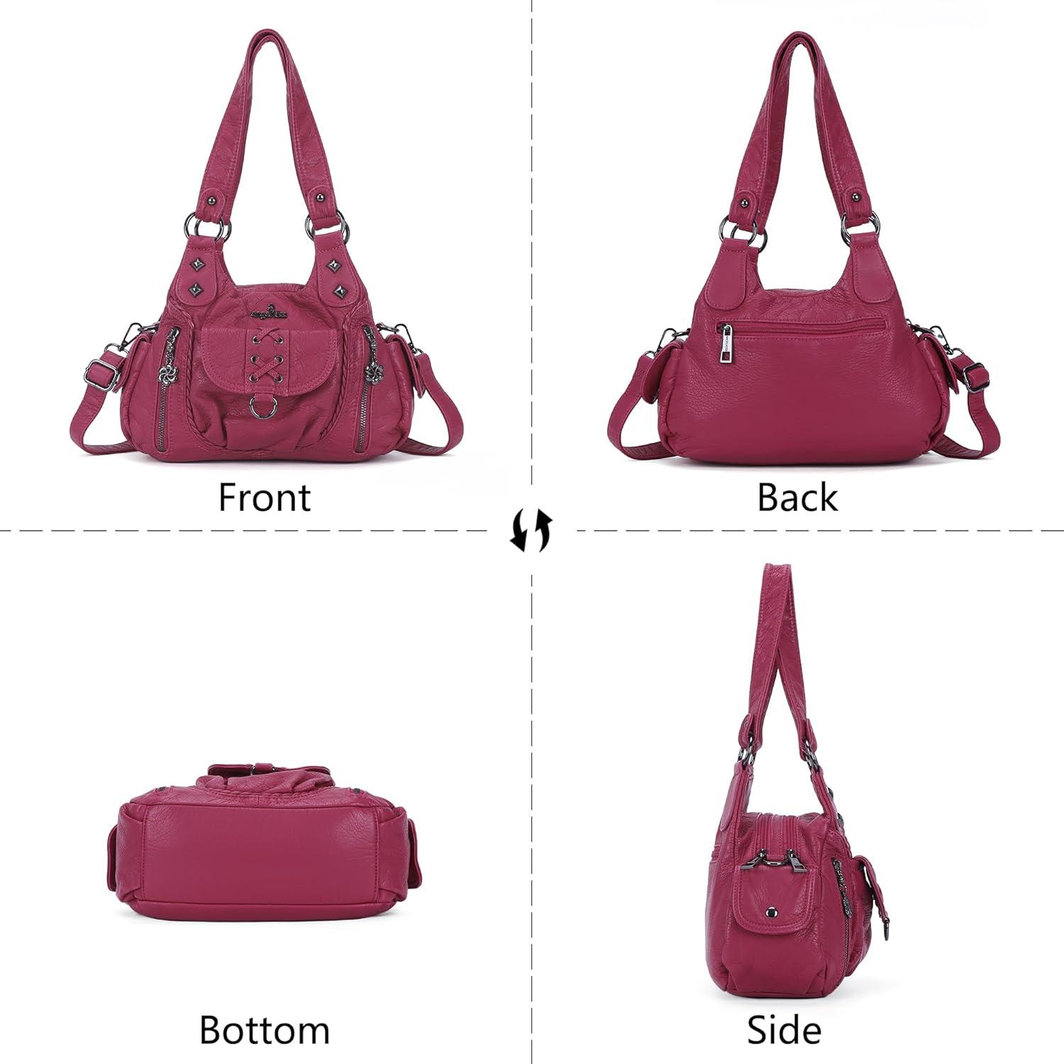 imageAngel Kiss Small Purses for Women Hobo Shoulder Bags Y2K Vegan Leather MultiPocket Handbags Designer Crossbody Tote BagRose