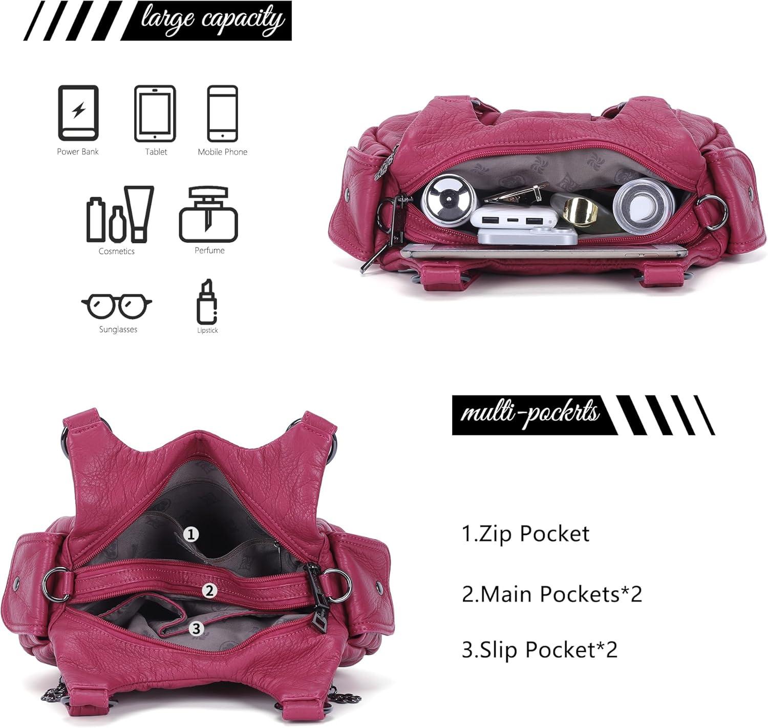 imageAngel Kiss Small Purses for Women Hobo Shoulder Bags Y2K Vegan Leather MultiPocket Handbags Designer Crossbody Tote BagRose