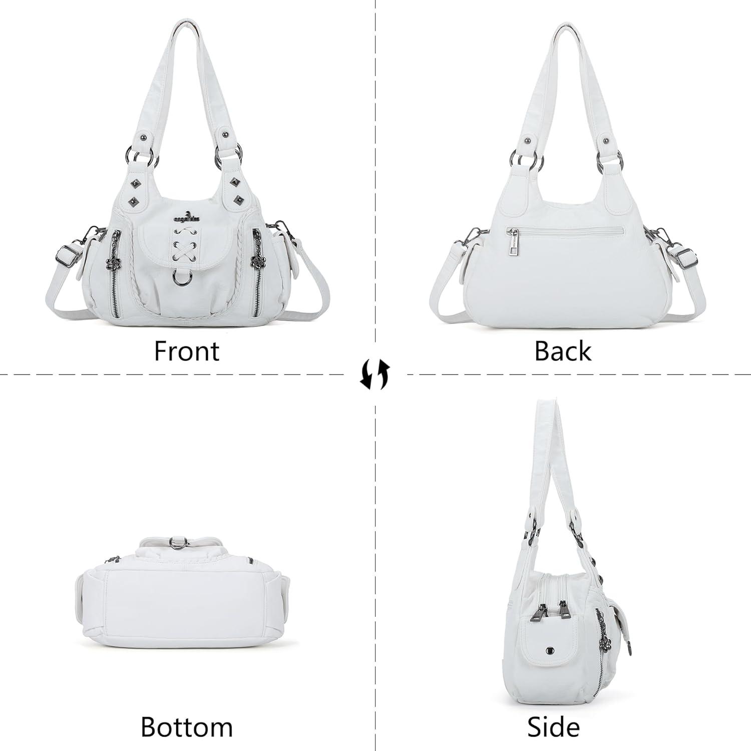 imageAngel Kiss Small Purses for Women Hobo Shoulder Bags Y2K Vegan Leather MultiPocket Handbags Designer Crossbody Tote BagWhite