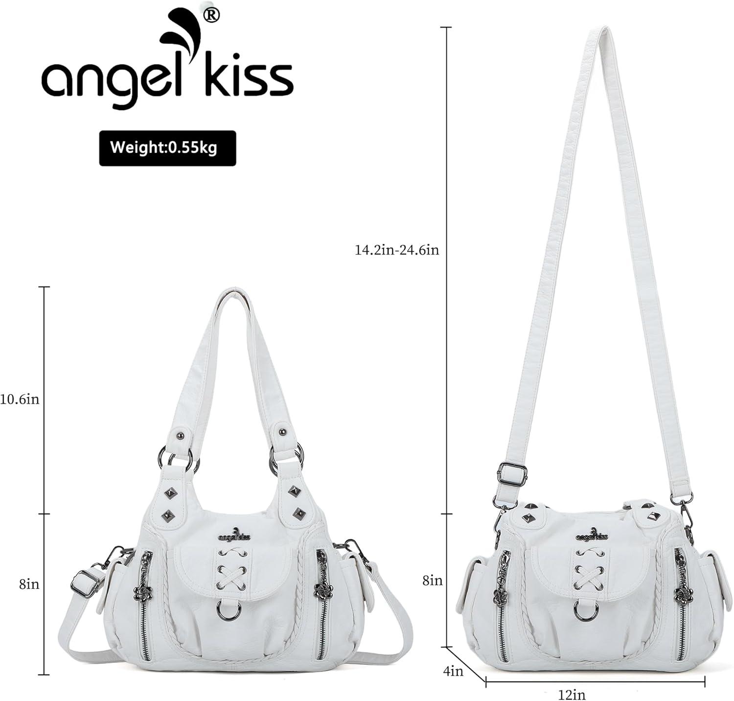imageAngel Kiss Small Purses for Women Hobo Shoulder Bags Y2K Vegan Leather MultiPocket Handbags Designer Crossbody Tote BagWhite