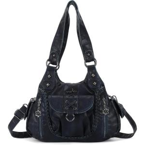Angel Kiss Small Purses for Women Hobo Shoulder Bags Y2K Vegan Leather Multi-Pocket Handbags Designer Crossbody Tote Bag(Deep Blue)
