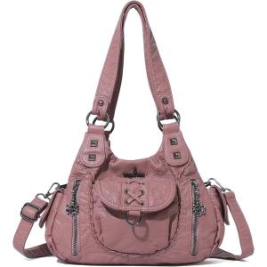 Angel Kiss Small Purses for Women Hobo Shoulder Bags Y2K Vegan Leather Multi-Pocket Handbags Designer Crossbody Tote Bag(Pink)
