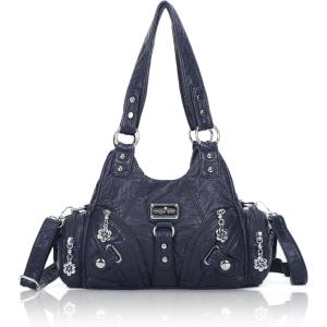 Angel Kiss Purses for Women Small Hobo Shoulder Bags Vagen Leather Multi-Pocket Tote Bag with Zipper(Blue)