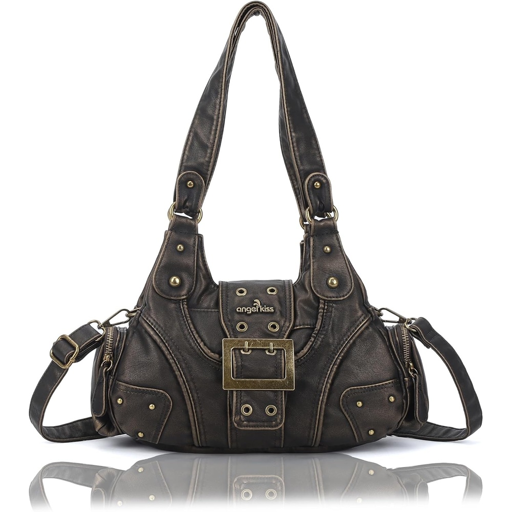 image:imageAngel Kiss Hobo Purses for Women Small Vegan Leather Shoulder Handbag Vintage MultiPocket Crossbody Bag Tote BagBronze