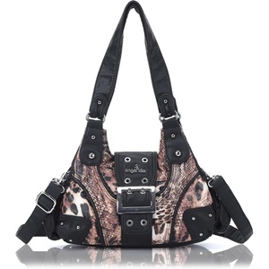 Angel Kiss Hobo Purses for Women, Small Vegan Leather Shoulder Handbag, Vintage Multi-Pocket Crossbody Bag Tote Bag(Blush Leopard)
