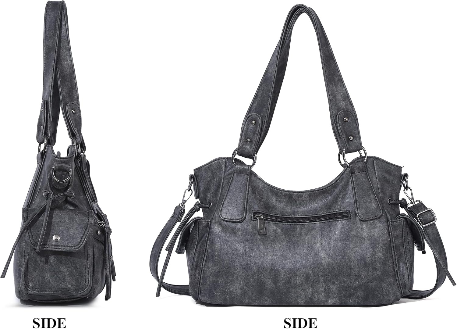 image:imageAngel Kiss Hobo Bag for Women Retro Leather Purses and Handbags Roomy Soft Ladies Satchel Bags with Crossbody StrapBlack