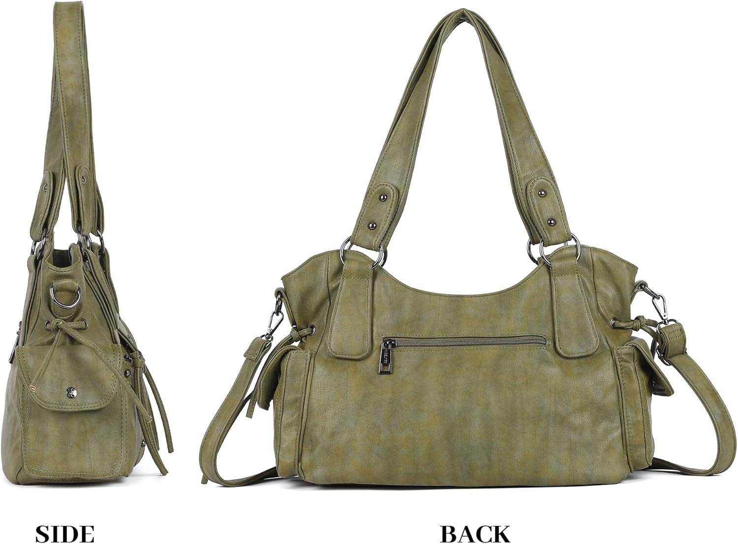image:imageAngel Kiss Hobo Bag for Women Retro Leather Purses and Handbags Roomy Soft Ladies Satchel Bags with Crossbody StrapGreen
