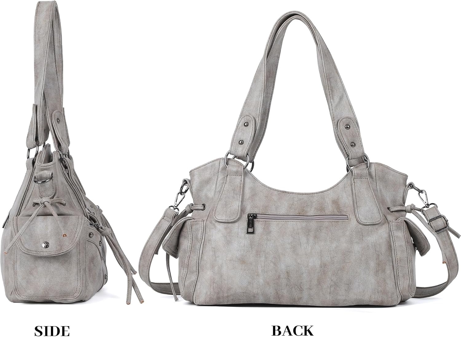 image:imageAngel Kiss Hobo Bag for Women Retro Leather Purses and Handbags Roomy Soft Ladies Satchel Bags with Crossbody StrapGrey Green