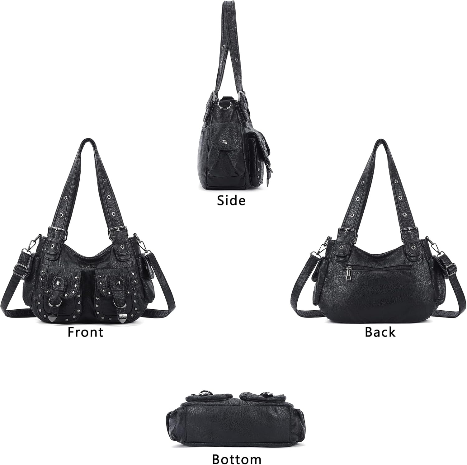 image:imageAngel Kiss Hobo Bags For Women Puses and Handbags Multi Pocket Studded Shoulder Bag Y2K Tote BagBlack