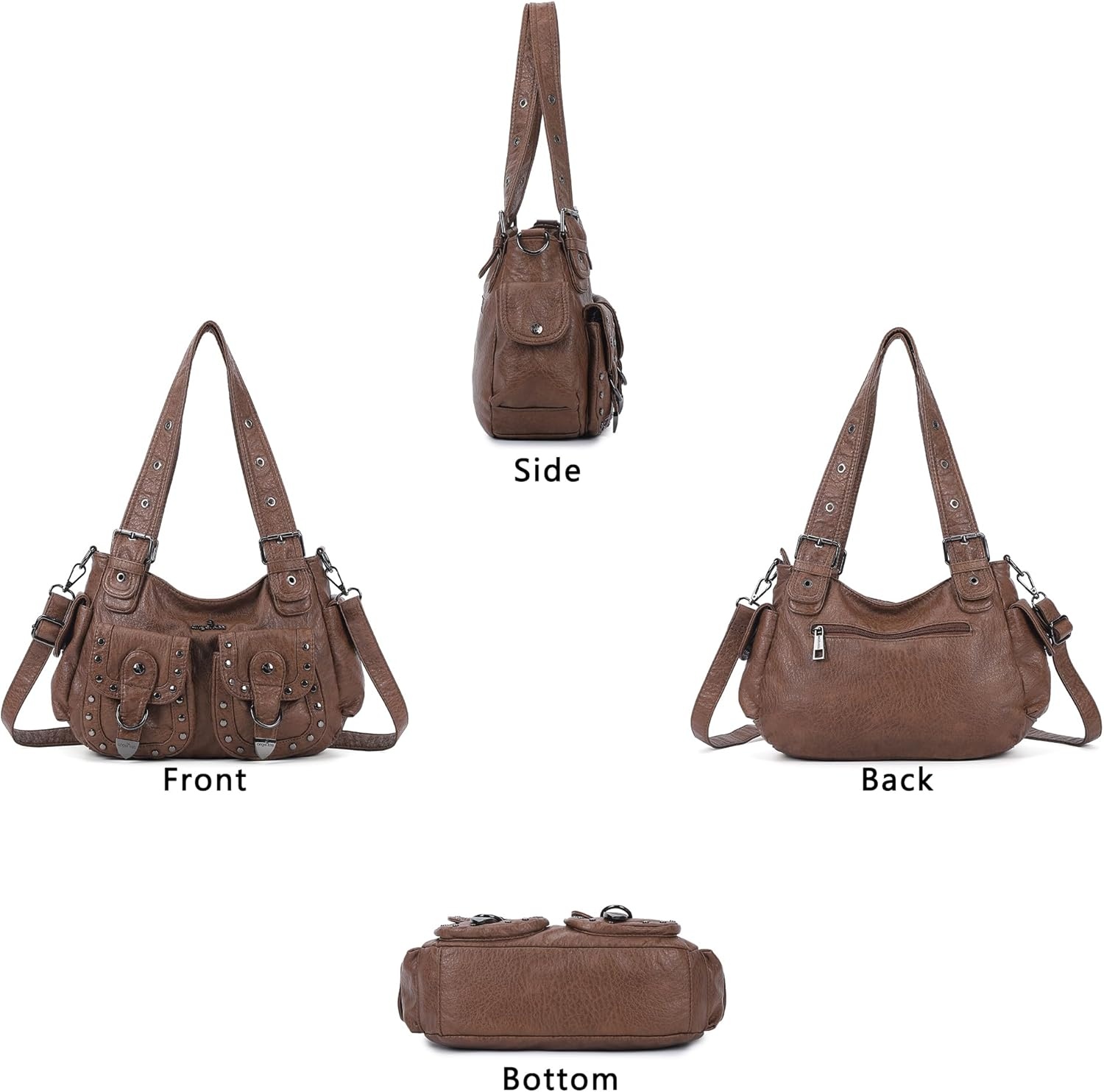 image:imageAngel Kiss Hobo Bags For Women Puses and Handbags Multi Pocket Studded Shoulder Bag Y2K Tote BagBrown