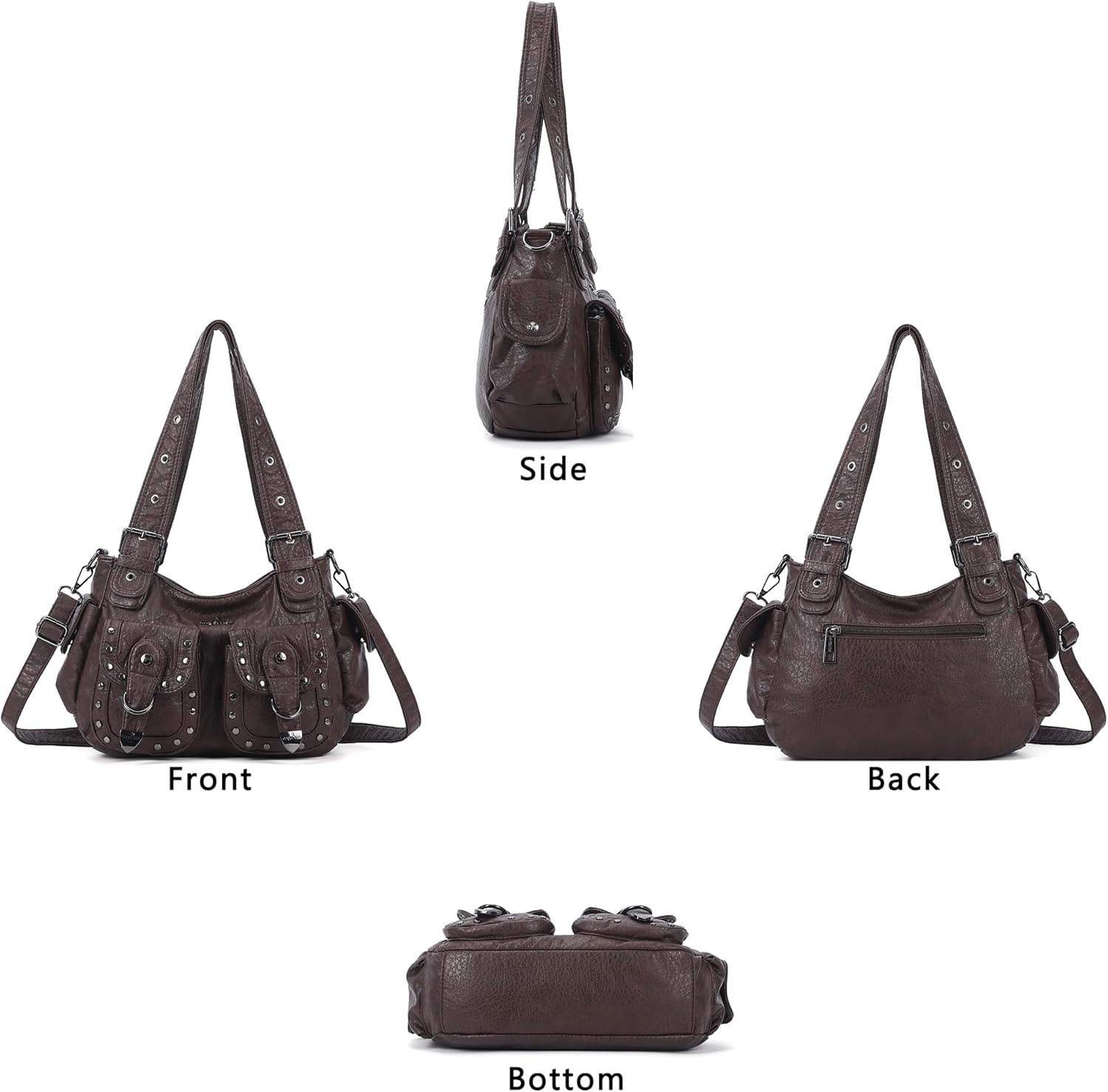 image:imageAngel Kiss Hobo Bags For Women Puses and Handbags Multi Pocket Studded Shoulder Bag Y2K Tote BagCoffee Brown