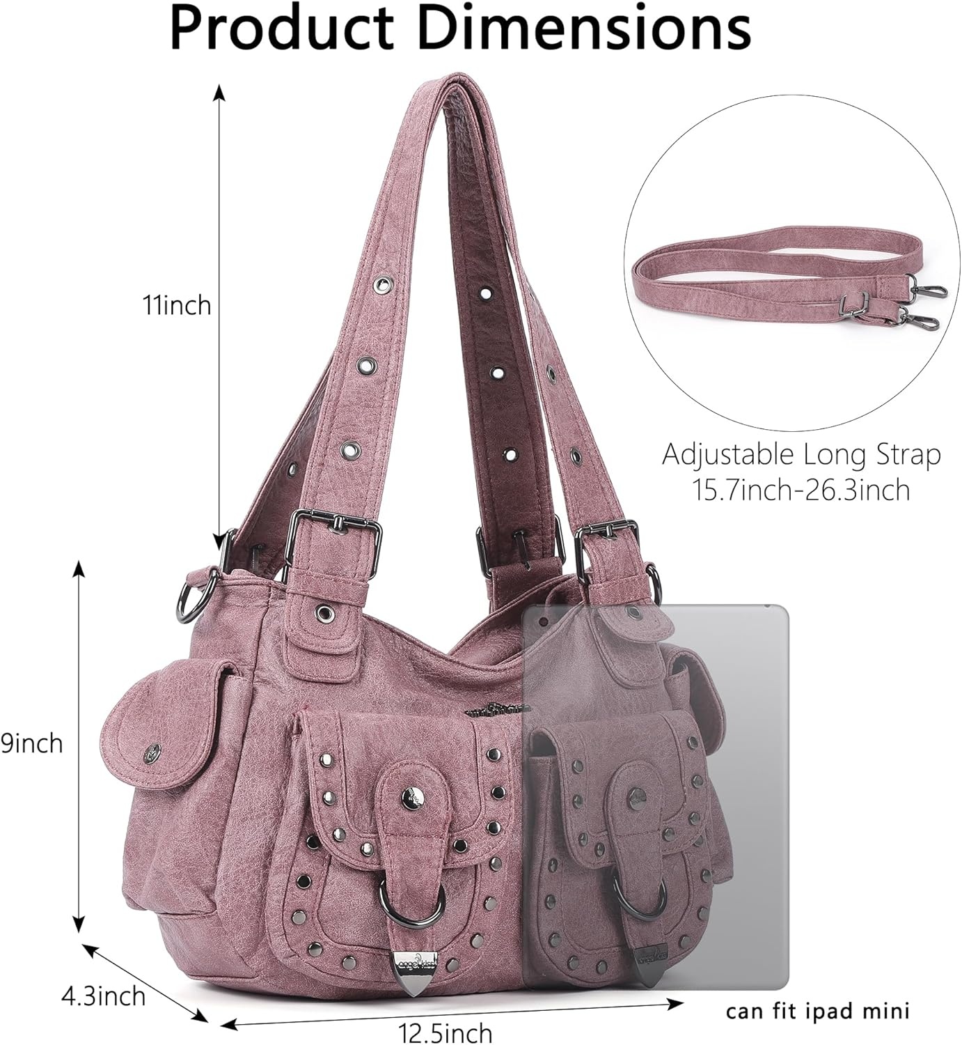 image:imageAngel Kiss Hobo Bags For Women Puses and Handbags Multi Pocket Studded Shoulder Bag Y2K Tote BagPink