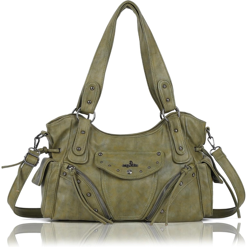image:imageAngel Kiss Hobo Bag for Women Retro Leather Purses and Handbags Roomy Soft Ladies Satchel Bags with Crossbody StrapGreen