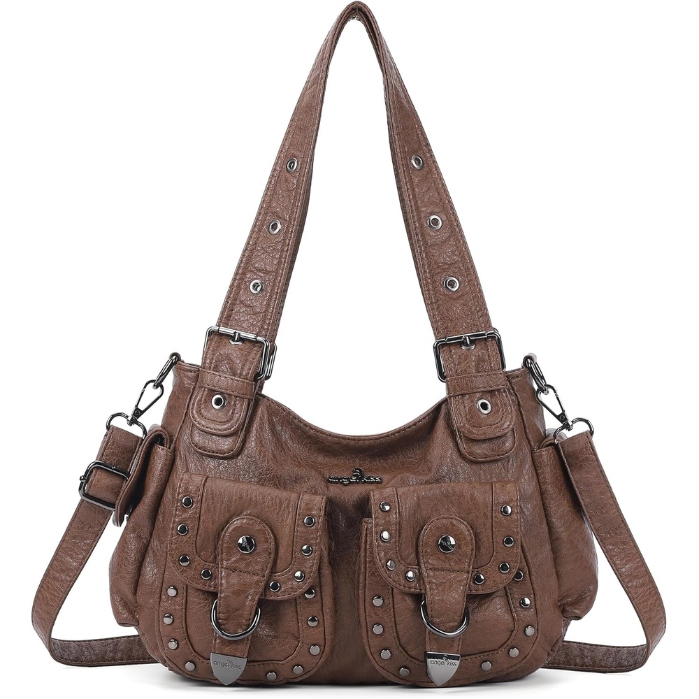 image:imageAngel Kiss Hobo Bags For Women Puses and Handbags Multi Pocket Studded Shoulder Bag Y2K Tote BagBrown