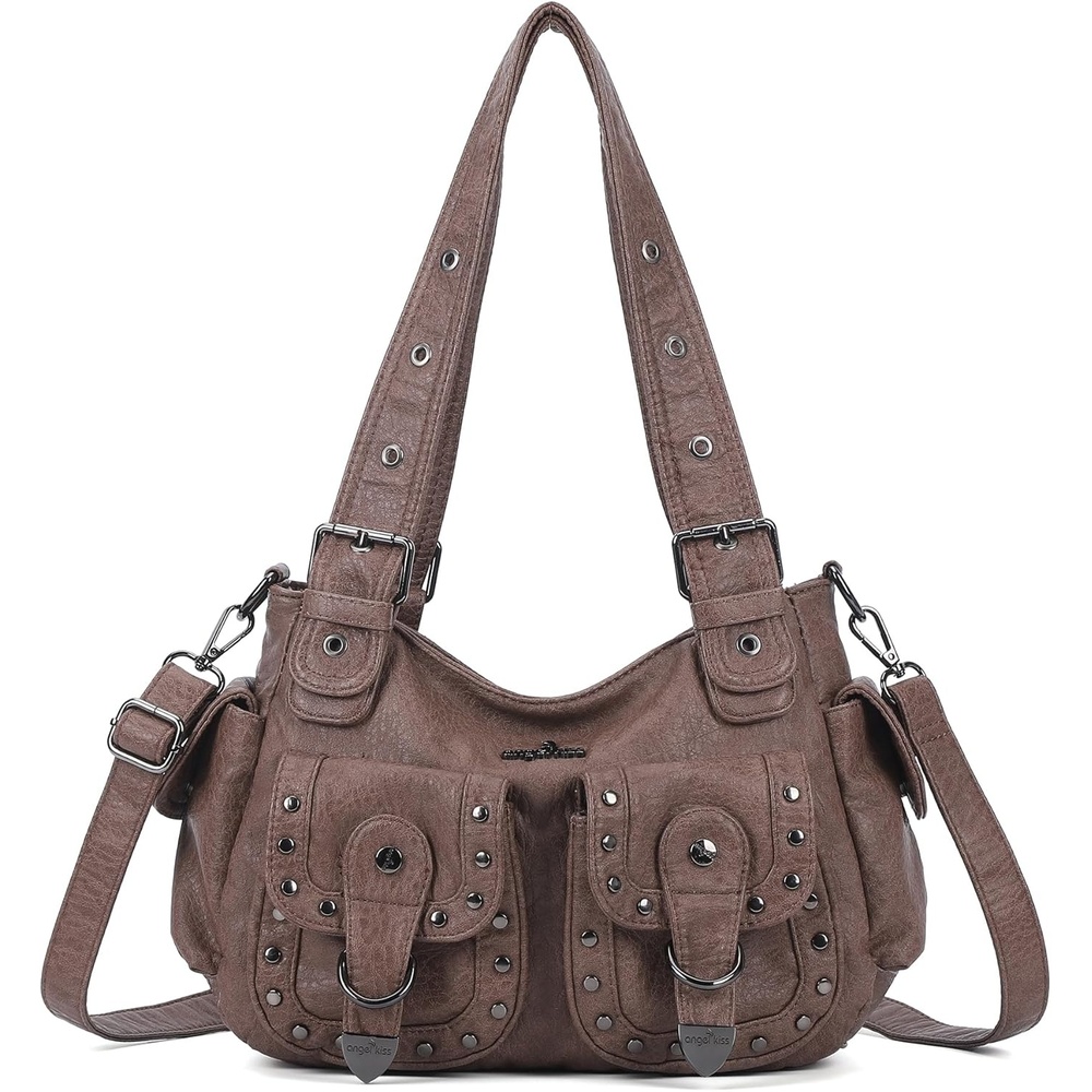 image:imageAngel Kiss Hobo Bags For Women Puses and Handbags Multi Pocket Studded Shoulder Bag Y2K Tote BagTaupe