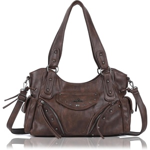 Angel Kiss Hobo Bag for Women Retro Leather Purses and Handbags Roomy Soft Ladies Satchel Bags with Crossbody Strap(Brown)