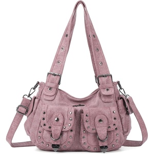 Angel Kiss Hobo Bags For Women Puses and Handbags Multi Pocket Studded Shoulder Bag Y2K Tote Bag(Pink)