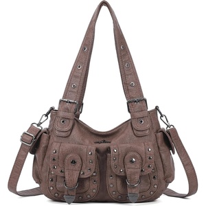Angel Kiss Hobo Bags For Women Puses and Handbags Multi Pocket Studded Shoulder Bag Y2K Tote Bag(Taupe)