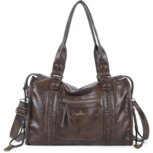 Angel Kiss Hobo Bags For Women Vegan Leather Hobo Satchel Handbags Large Tote Purses Shoulder Bag(Coffee)