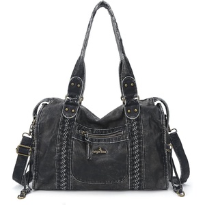 Angel Kiss Hobo Bags For Women Vegan Leather Hobo Satchel Handbags Large Tote Purses Shoulder Bag(Retro Black)