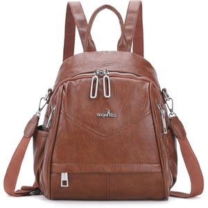 Angel Kiss Small Backpack Purse for Women,Soft Vegan Leather Roomy Backpacks,Designer Ladies Shoulder Backpack Fashion Handbag with Removable Strap,Beige(Brown)