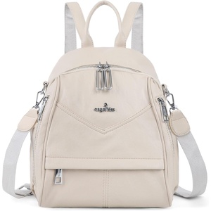 Angel Kiss Small Backpack Purse for Women,Soft Vegan Leather Roomy Backpacks,Designer Ladies Shoulder Backpack Fashion Handbag with Removable Strap,Beige(Beige)