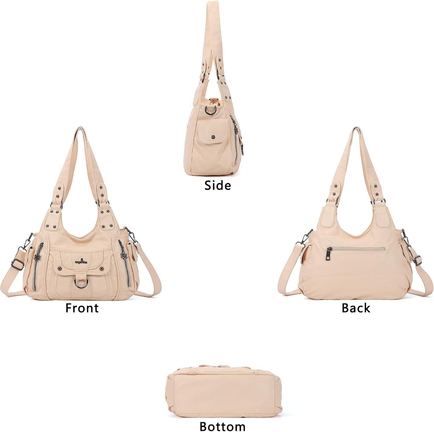 image:imageAngel Kiss Womens Shoulder Bag Vegan Leather Hobo Purses and Handbags Satchel Tote Bags for Women with Adjustable StrapBeige