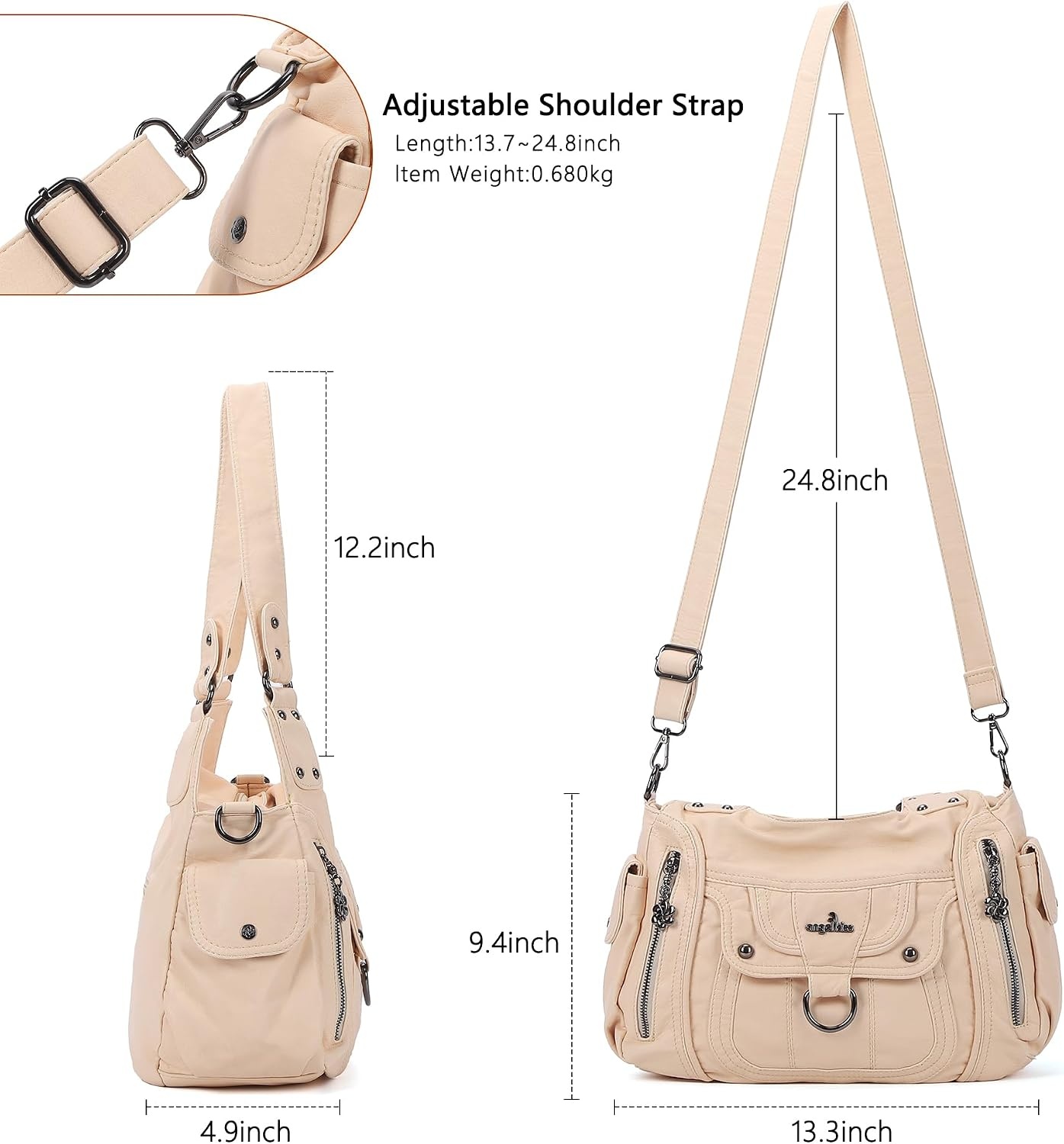 image:imageAngel Kiss Womens Shoulder Bag Vegan Leather Hobo Purses and Handbags Satchel Tote Bags for Women with Adjustable StrapBeige