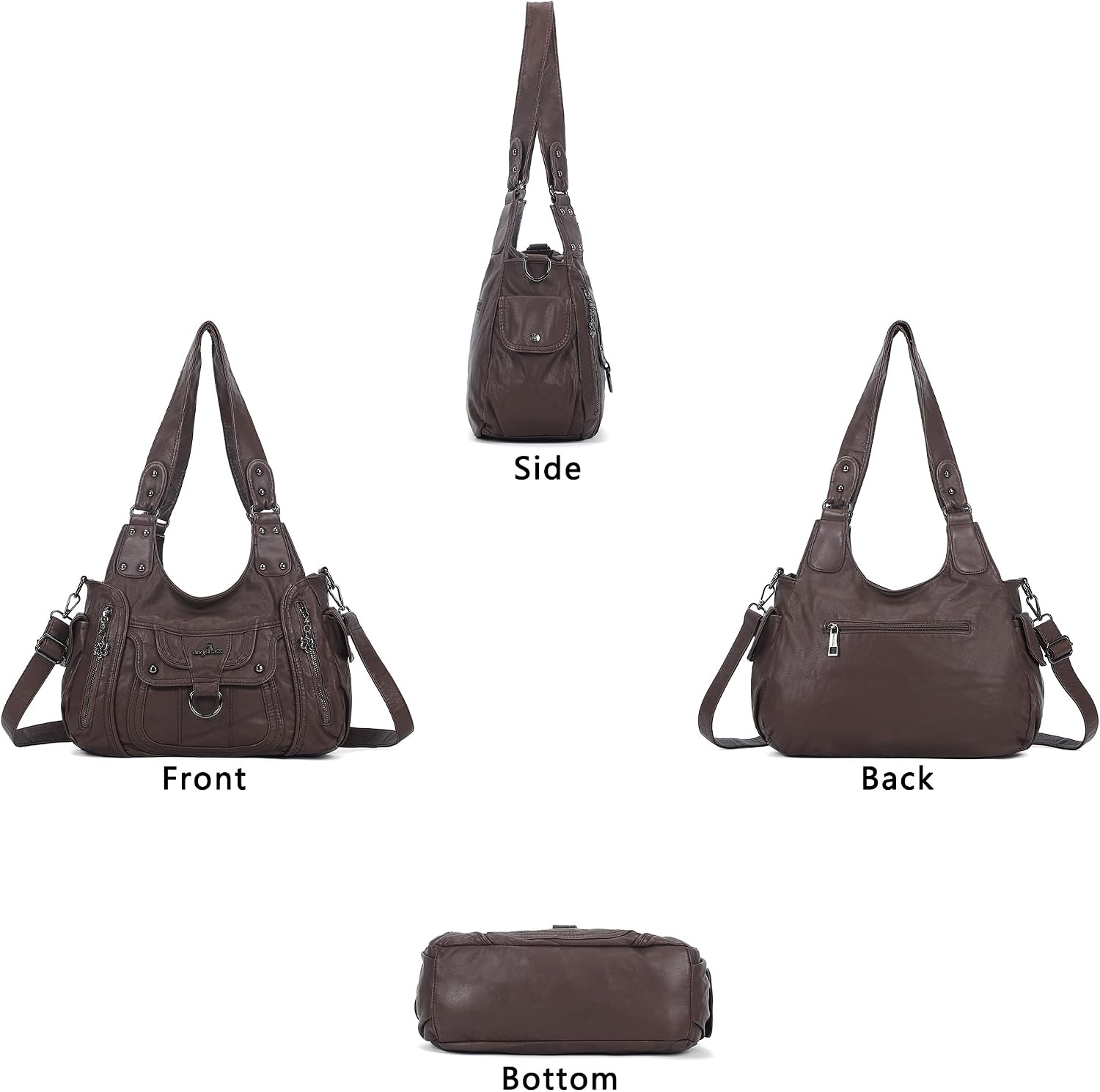 image:imageAngel Kiss Womens Shoulder Bag Vegan Leather Hobo Purses and Handbags Satchel Tote Bags for Women with Adjustable StrapBrown