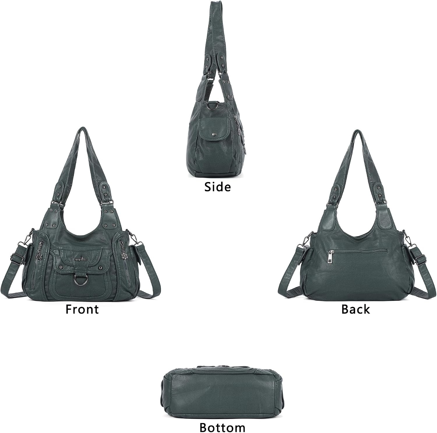 image:imageAngel Kiss Womens Shoulder Bag Vegan Leather Hobo Purses and Handbags Satchel Tote Bags for Women with Adjustable StrapGreen