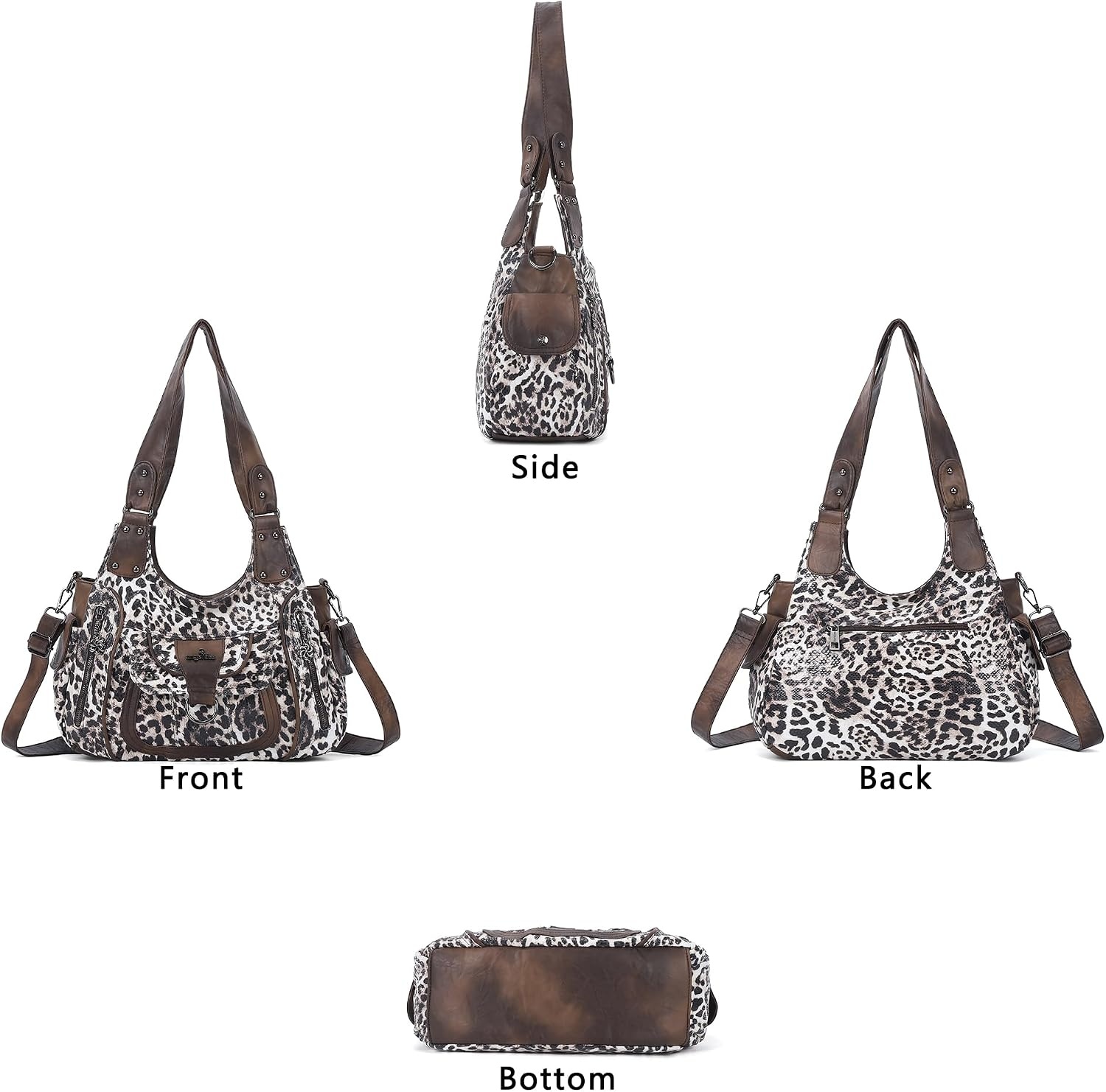 image:imageAngel Kiss Womens Shoulder Bag Vegan Leather Hobo Purses and Handbags Satchel Tote Bags for Women with Adjustable StrapLeopard Coffee