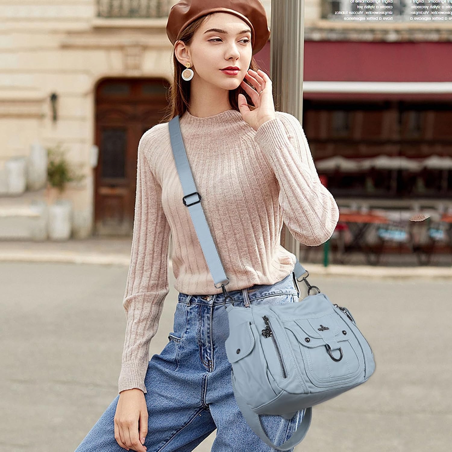 image:imageAngel Kiss Womens Shoulder Bag Vegan Leather Hobo Purses and Handbags Satchel Tote Bags for Women with Adjustable StrapLight Blue