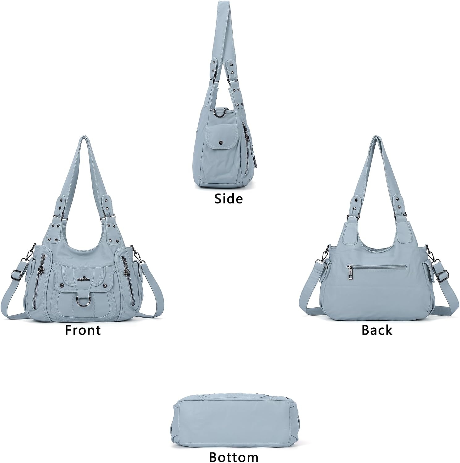 image:imageAngel Kiss Womens Shoulder Bag Vegan Leather Hobo Purses and Handbags Satchel Tote Bags for Women with Adjustable StrapLight Blue