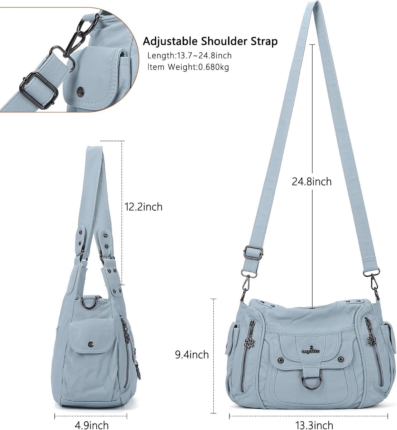 image:imageAngel Kiss Womens Shoulder Bag Vegan Leather Hobo Purses and Handbags Satchel Tote Bags for Women with Adjustable StrapLight Blue