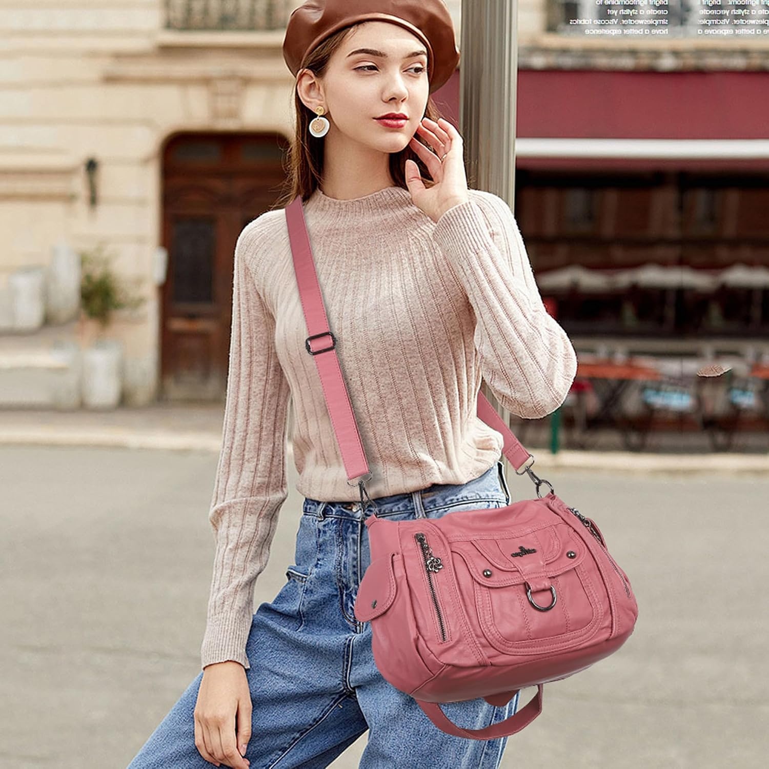 image:imageAngel Kiss Womens Shoulder Bag Vegan Leather Hobo Purses and Handbags Satchel Tote Bags for Women with Adjustable StrapPink