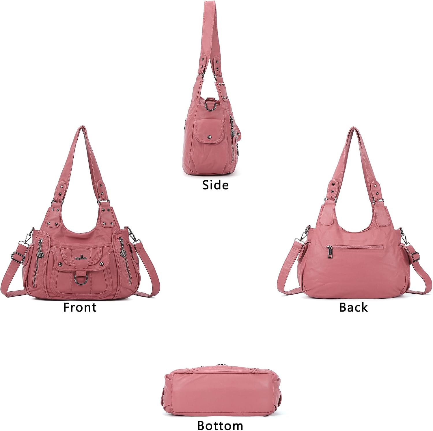 image:imageAngel Kiss Womens Shoulder Bag Vegan Leather Hobo Purses and Handbags Satchel Tote Bags for Women with Adjustable StrapPink