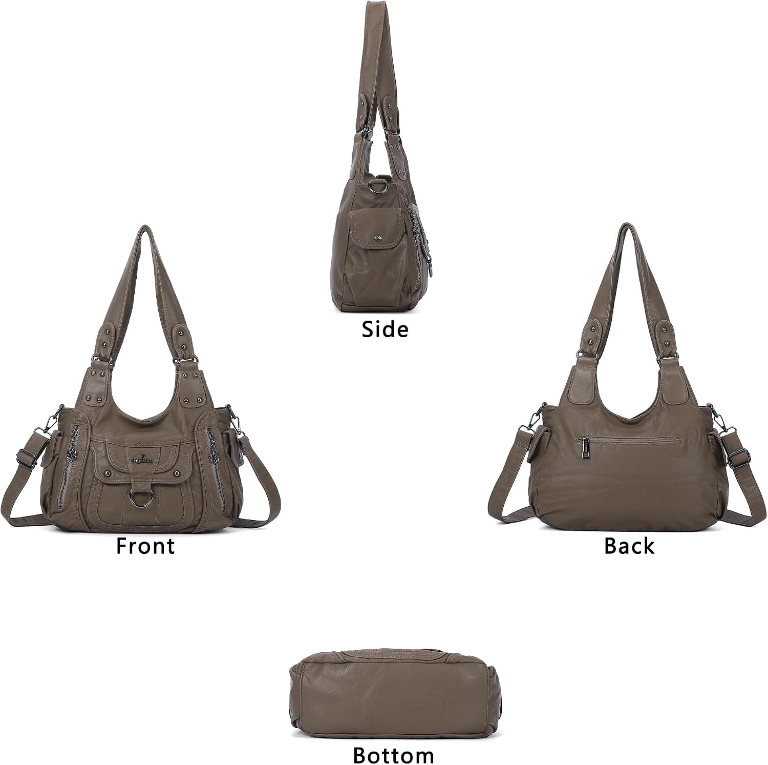 image:imageAngel Kiss Womens Shoulder Bag Vegan Leather Hobo Purses and Handbags Satchel Tote Bags for Women with Adjustable StrapTaupe