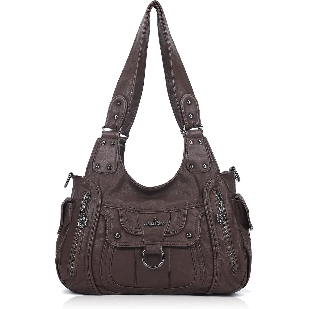 image:imageAngel Kiss Womens Shoulder Bag Vegan Leather Hobo Purses and Handbags Satchel Tote Bags for Women with Adjustable StrapBrown