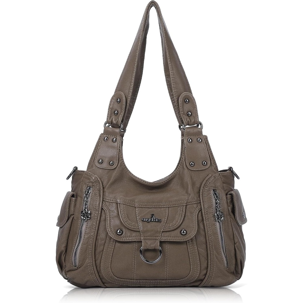 image:imageAngel Kiss Womens Shoulder Bag Vegan Leather Hobo Purses and Handbags Satchel Tote Bags for Women with Adjustable StrapTaupe