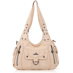 Angel Kiss Women’s Shoulder Bag Vegan Leather Hobo Purses and Handbags Satchel Tote Bags for Women with Adjustable Strap(Beige)