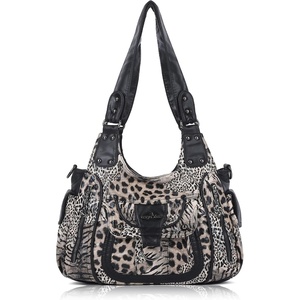 Angel Kiss Women’s Shoulder Bag Vegan Leather Hobo Purses and Handbags Satchel Tote Bags for Women with Adjustable Strap(Leopard Brown)